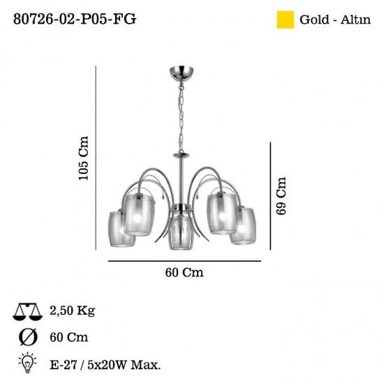 MENORA 5 LI ALTIN AVIZE 5XE27