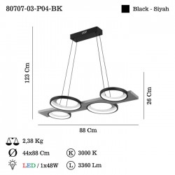 CASELLA LEDLI 4 LU MASA USTU SARKIT 48W 3000K
