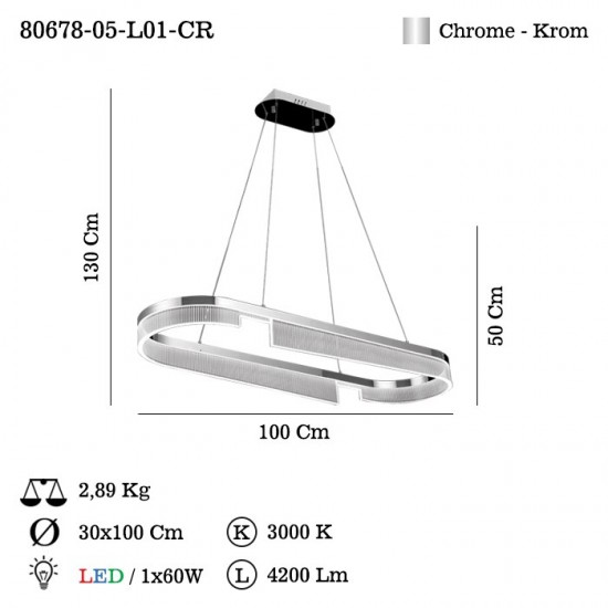 DOVADO LEDLI KROM MASA USTU AVIZE 60W 3000K