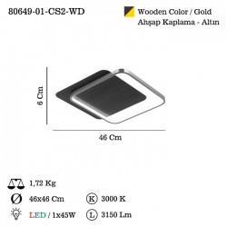 VENERA 2 LI K.KARE ESKITME/AHSAP LEDLI PLAFONYER