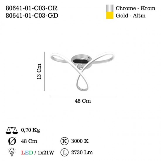 GAVIA 3 LU KROM LEDLI PLAFONYER 3000K 32W