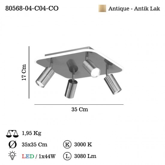 MILTEN 4 LU LEDLI ESKITME PLAFONYER 3000K 44W