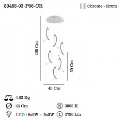 SAVANA 6 LI LEDLI SARKIT 48W+25W 3000K