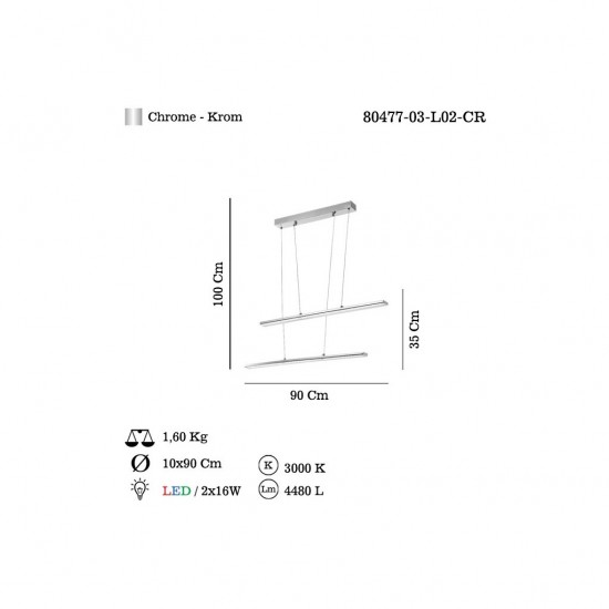 MANOR 2 LI LEDLI M.USTU SARKIT 16W 3000K