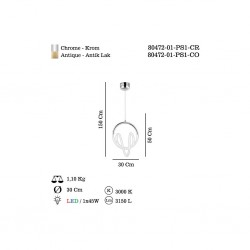 INTENSA 30 LUK LEDLI KROM SARKIT 34W 3000K