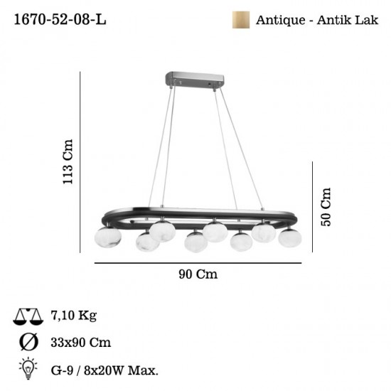 TOLOSA 8 LI ANTIK LAK Y.M AVİZE 8XG9