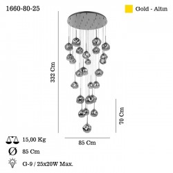 HERMAN 25 LI ALTIN SARKIT AVİZE 25XG9