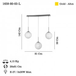 NORE 3 LU ALTIN SIRALI AVIZE 3XE27