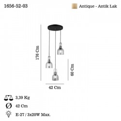 FEDORE 3 LU ANTIK LAK SARKIT AVIZE 3XE27