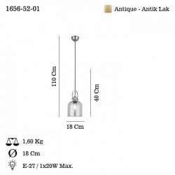 FEDORE Q18 TEKLI ANTIK LAK SARKIT AVIZE 1XE27