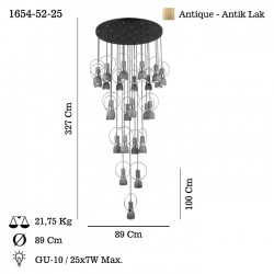UNDER 25 LI ANTIK LAK SARKIT AVİZE 25XGU10