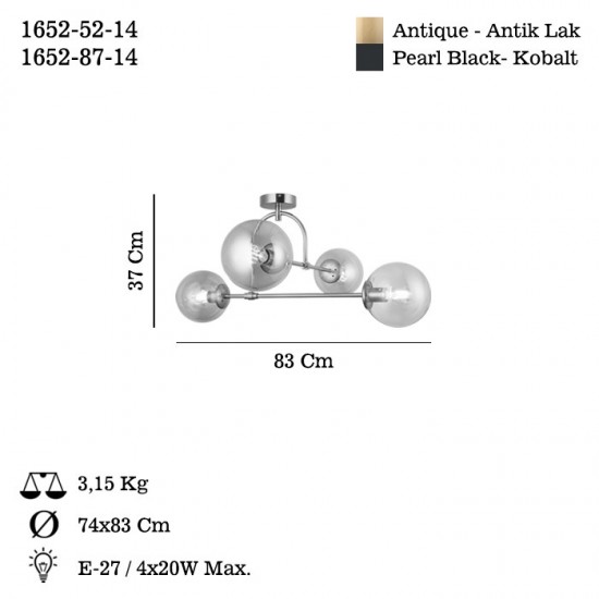 PORTEMO 4 LU ANTIK LAK PLOFONYER 4XE27