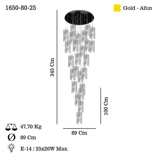 VENON 25 LI ALTIN SARKIT AVİZE 25XE14