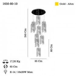 VENON 6+3+1 ALTIN SARKIT AVİZE 10XE14