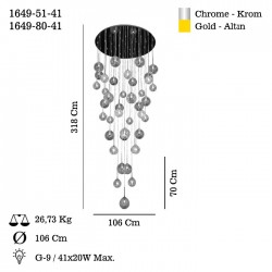 ROSSI 41 LI ALTIN SARKIT AVİZE 41XG9