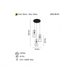 PAKO 3 LU ALTIN SARKIT AVIZE 3XE27