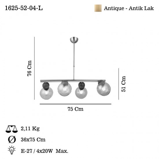 BONNE 4 LU ANTIK LAK SIRALI AVIZE 4XE27