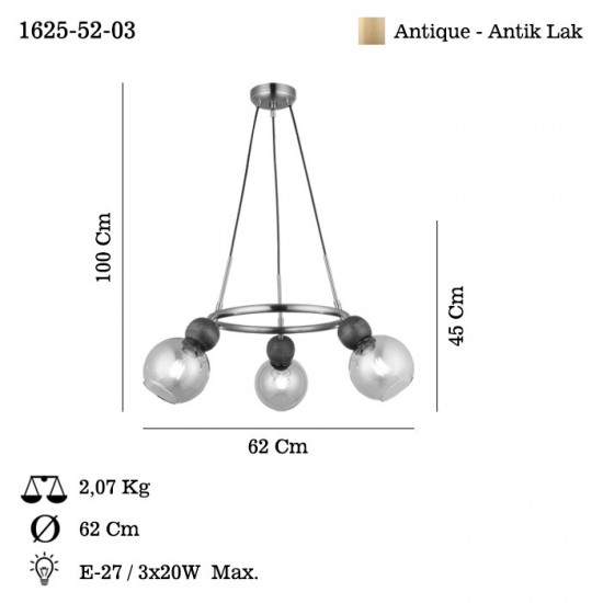 BONNE 3 LU ANTIK LAK AVIZE 3XE27