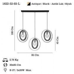 FENO 3 LU ANTIK LAK SIRALI AVIZE 3XE27