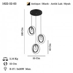 FENO 3 LU ANTIK LAK SARKIT AVIZE 3XE27