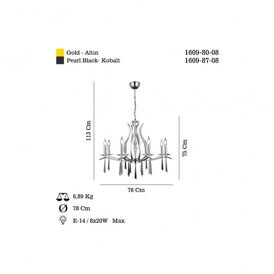LAMORA 8 LI KOBALT AVIZE 8XE14