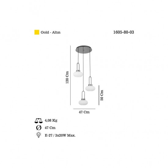REZZA 3 LU ALTIN SARKIT 3XE27