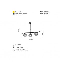 FRAMO 3 LU SIRALI KOBALT AVİZE 3XE27