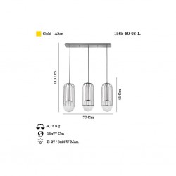 CAPOLA 3 LÜ ALTIN SIRALI AVİZE 3XE27