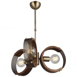 MANYA 3 LÜ AHŞAPLI ANTİK AVİZE 3XE27