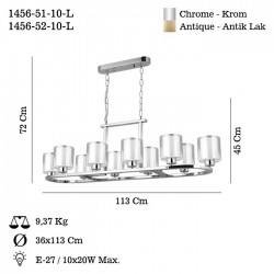 VODA 10 LU KROM Y.M AVİZE 10XE27