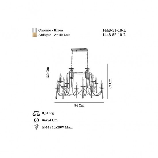 KONTES 10 LU KROM Y.M AVİZE (6+4) 10XE14