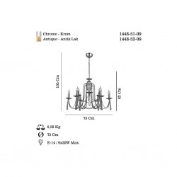 KONTES 9 LU KROM AVİZE (6+3) 9XE14
