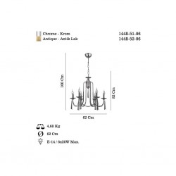 KONTES 6 LI KROM AVİZE 6XE14