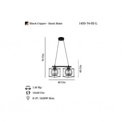 ARNE 2 Lİ SIRALI SYH-BAKIR AVİZE 2XE27