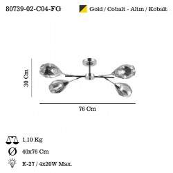 FONTIA 4 LU ALTIN-KOBALT PLAFONYER 4XE27