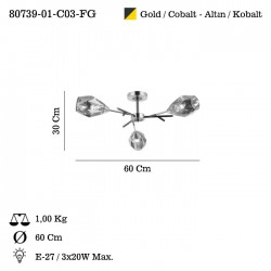 FONTIA 3 LU ALTIN-KOBALT PLAFONYER 3XE27