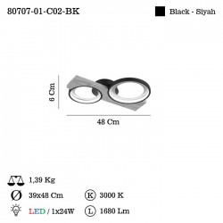 CASELLA LEDLI 2 LI PLAFONYER 24W 3000K