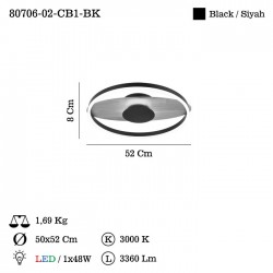 BUCCA B.BOY LEDLI PLAFONYER 48W 3000K