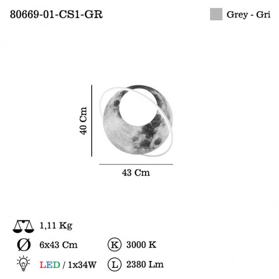LAMUDA K.BOY LEDLI PLAFONYER 3000K 34W