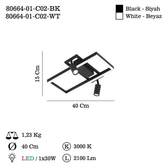 LICATA LEDLI BEYAZ PLAFONYER 3000K 30W