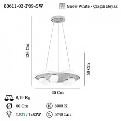 BESTA 9 LU LEDLI AVIZE 600 MM KADEMELI 82W