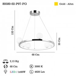 BOLINE 600 CAP LEDLI ALTIN AVIZE Q600/4+2+1 3000K