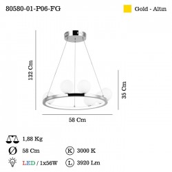 BOLINE 500 CAP LEDLI ALTIN AVIZE Q500/3+2+1 3000K