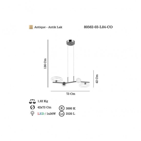 BOREA 4 LU LEDLI ESKITME Y.M.ÜSTÜ AVIZE 3000K