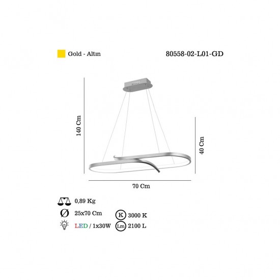 BARTA M.USTU LEDLI ALTIN AVIZE 3000K 30W