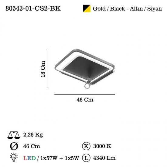 ZANATA K.BOY LED LI KARE PLAFONYER 55W