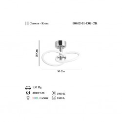 SEDNA 2 Lİ LEDLİ KROM PLAFONYER 50W 3000K