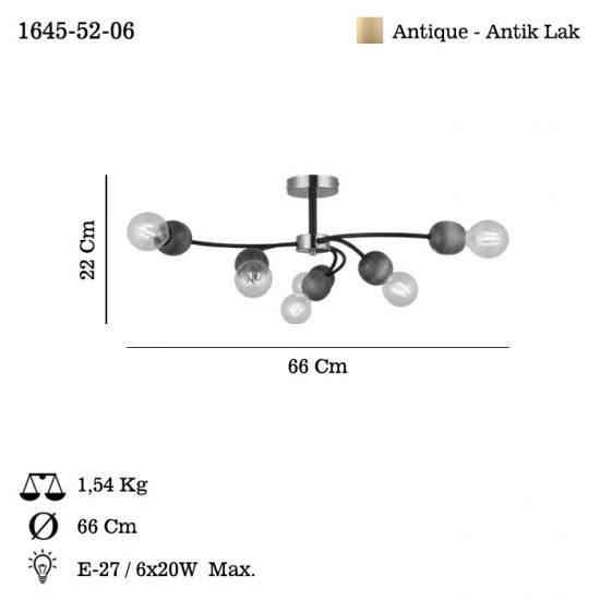 DEKA 6 LI ANTIK LAK PLAFONYER 6XE27