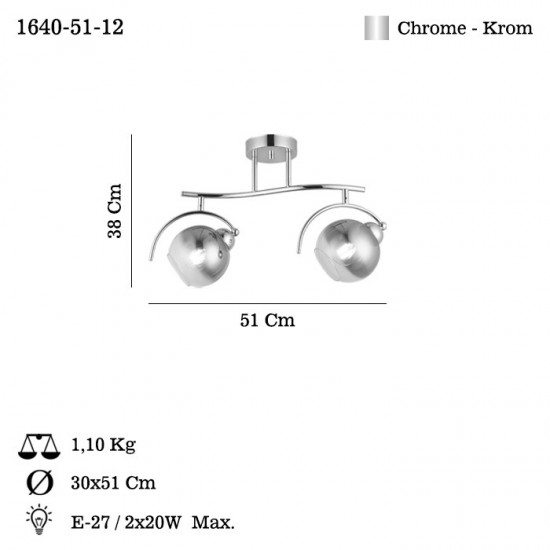 KROME 2 LI KROM PLAFONYER 2XE27