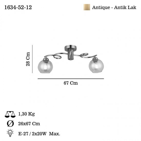 TERI 2 LI ANTIK LAK PLAFONYER 2XE27